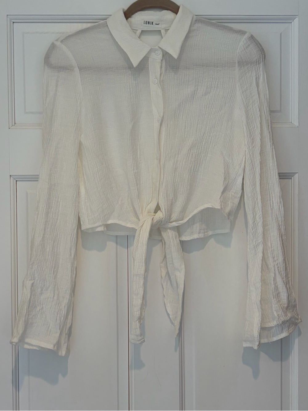 Lunik Cream Tie-Front Button Down Shirt